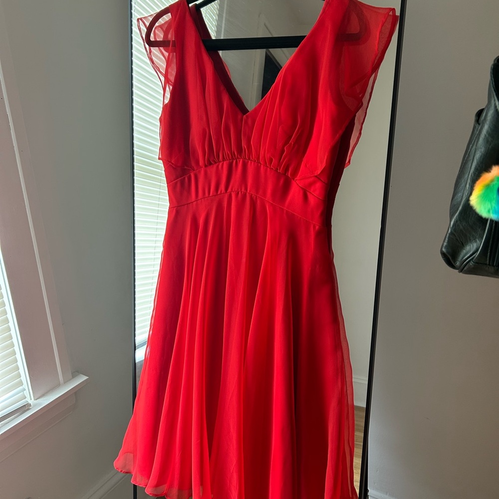 Elegant Red Chiffon Dress